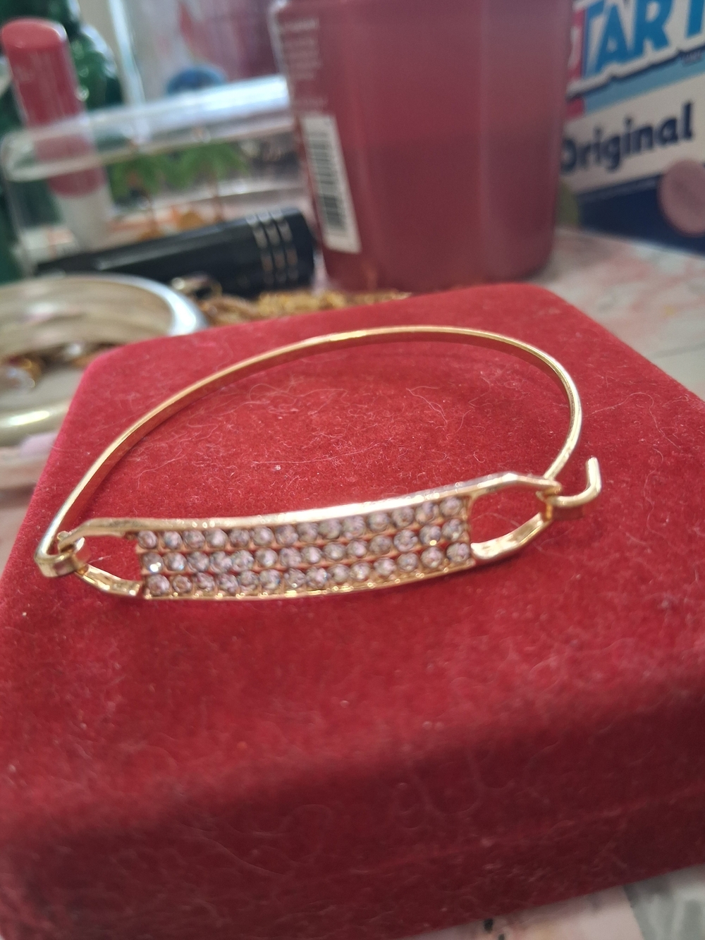 Source Unknown Gold Crystal Bar Bangle Bracelet